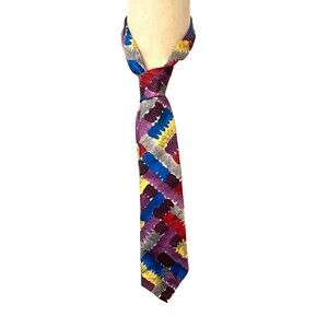 Vtg Countess Mara 100% Silk Neck Tie Luxury Multicolor USA Made Abstract Print